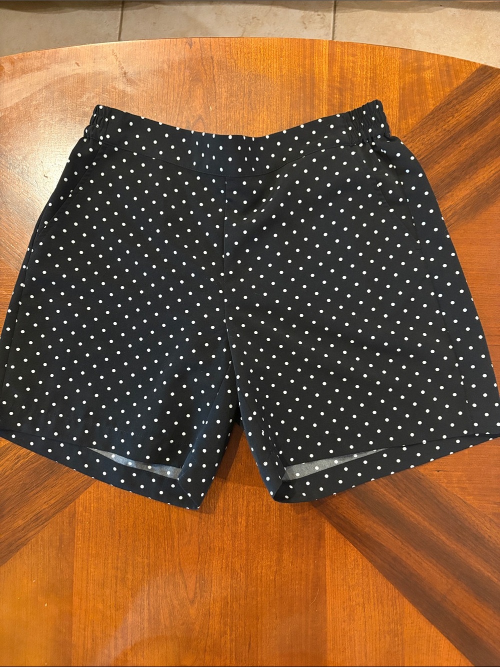 Talbots Women’s Petite Polka Dot Black Women’s Shorts with Small White Dots